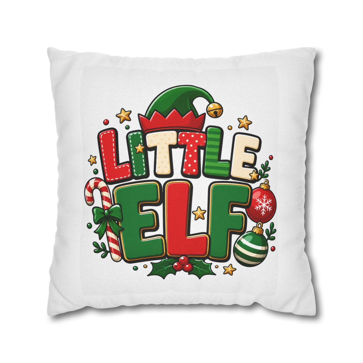 Little Elf Christmas Pillowcase — Cute Holiday Kids Decorative Pillow Cover
