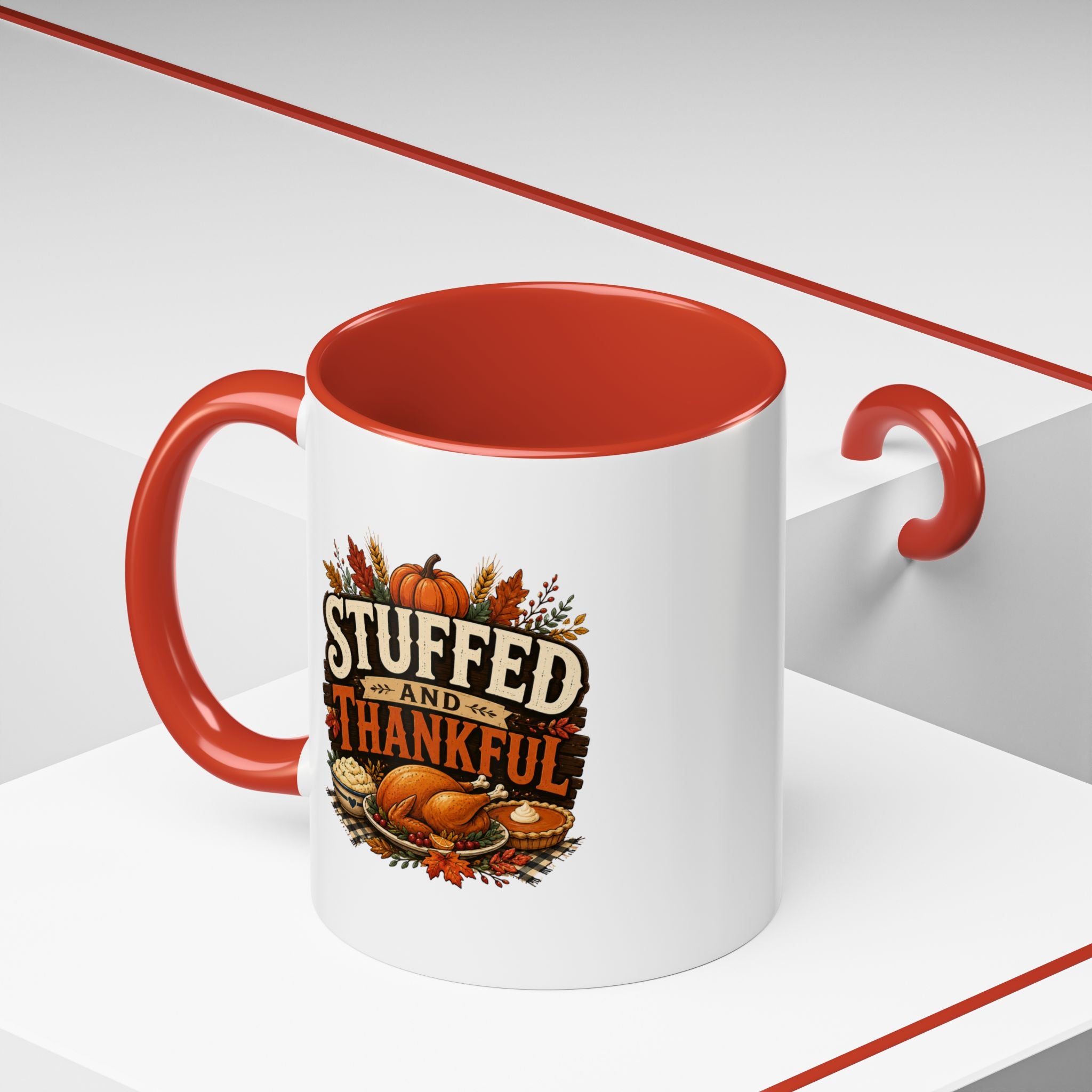 Thanksgiving Mug Stuffed and Thankful Coffee Mug — Thanksgiving Fall Holiday Kitchen Gift