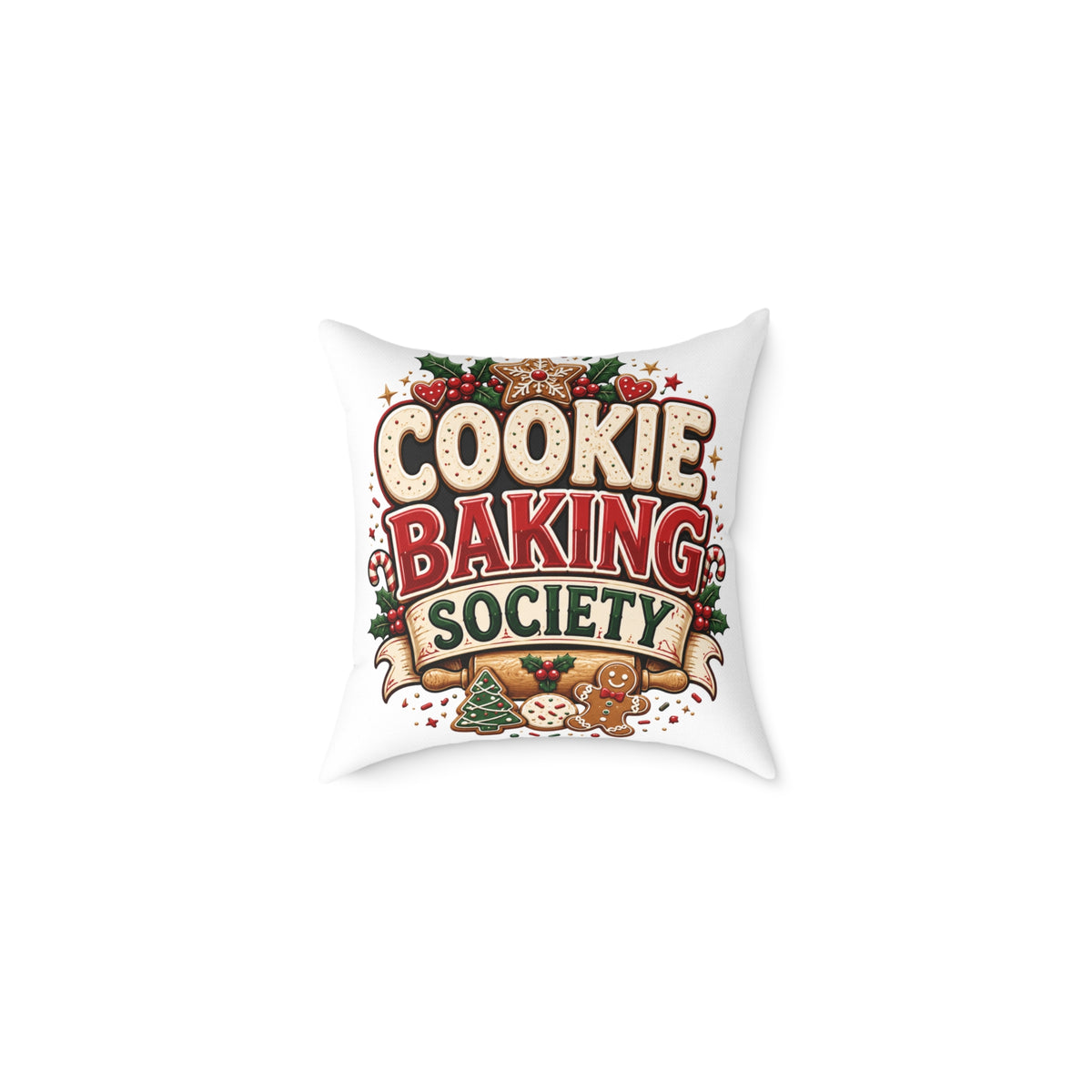 Christmas Cookie Baking Society Pillow — Holiday Baking Decorative Throw Pillow