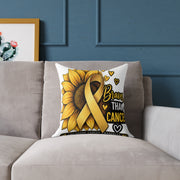 Sunflower Gold Ribbon Pillow —Childhood Cancer  'Braver Than Cancer' Awareness Throw Pillow