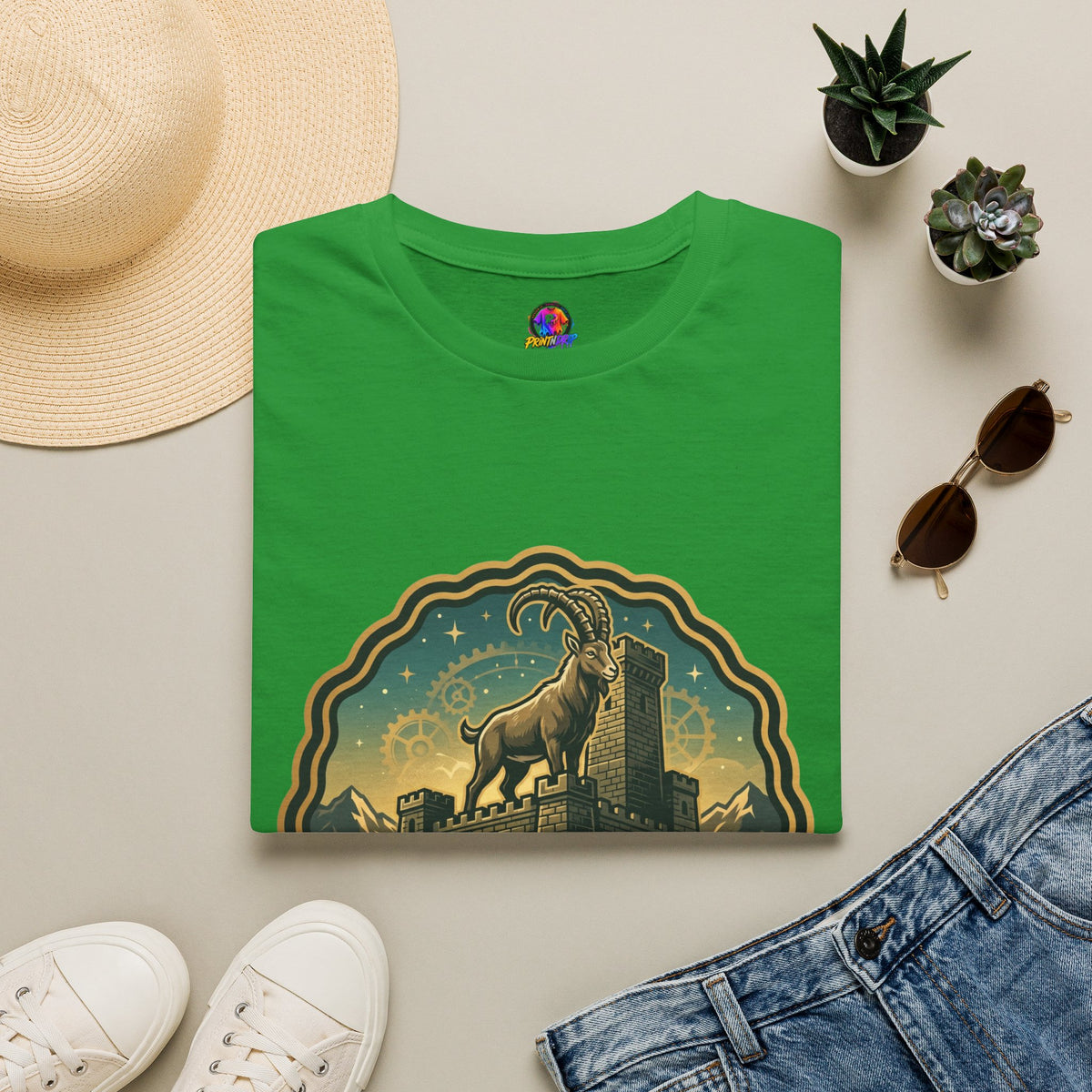 Silent Moves, Loud Results Goat Graphic Tee — Motivational Mountain Goat Shirt