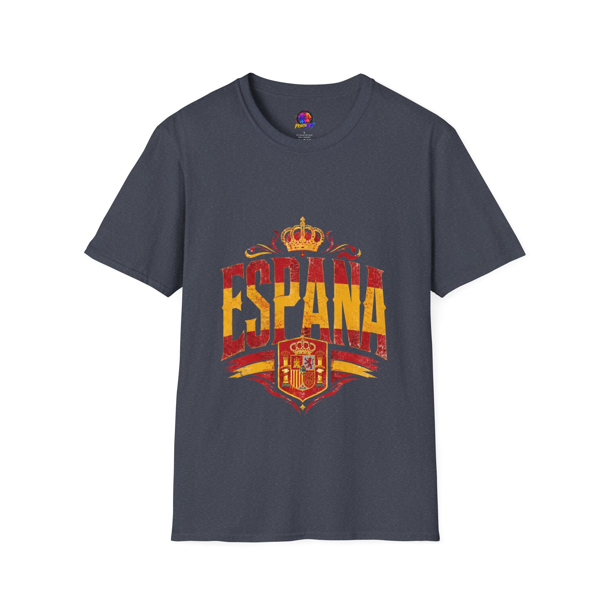 Spain Crown Graphic T-Shirt — Spanish Flag Vintage Crest Tee