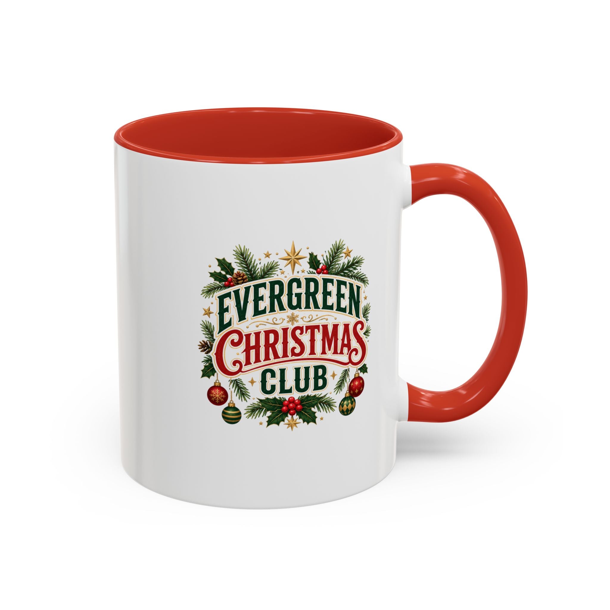 Evergreen Christmas Club Accent Coffee Mug – Festive Holiday Tea & Coffee Cup