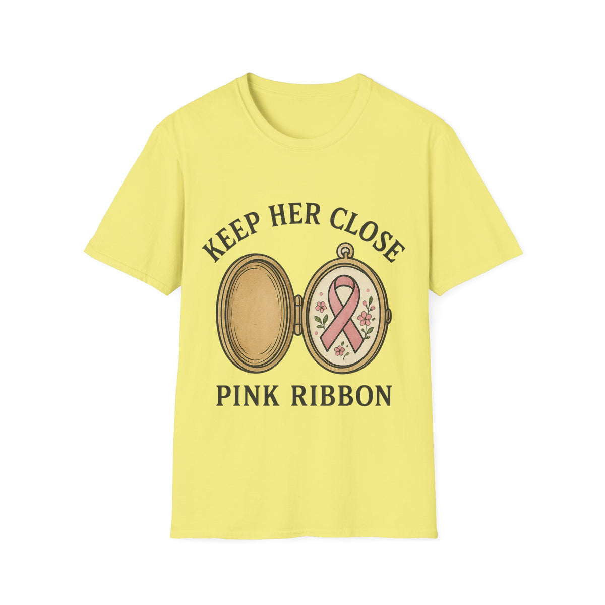 Keep Her Close Pink Ribbon Vintage Locket Graphic Tee - Trending Now - September 2026