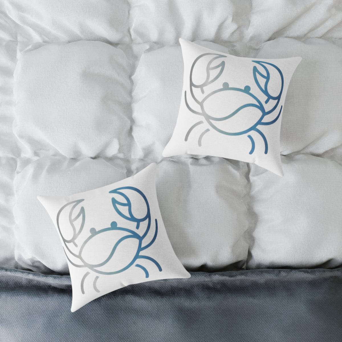 Cancer Zodiac Coastal Crab Square Throw Pillow