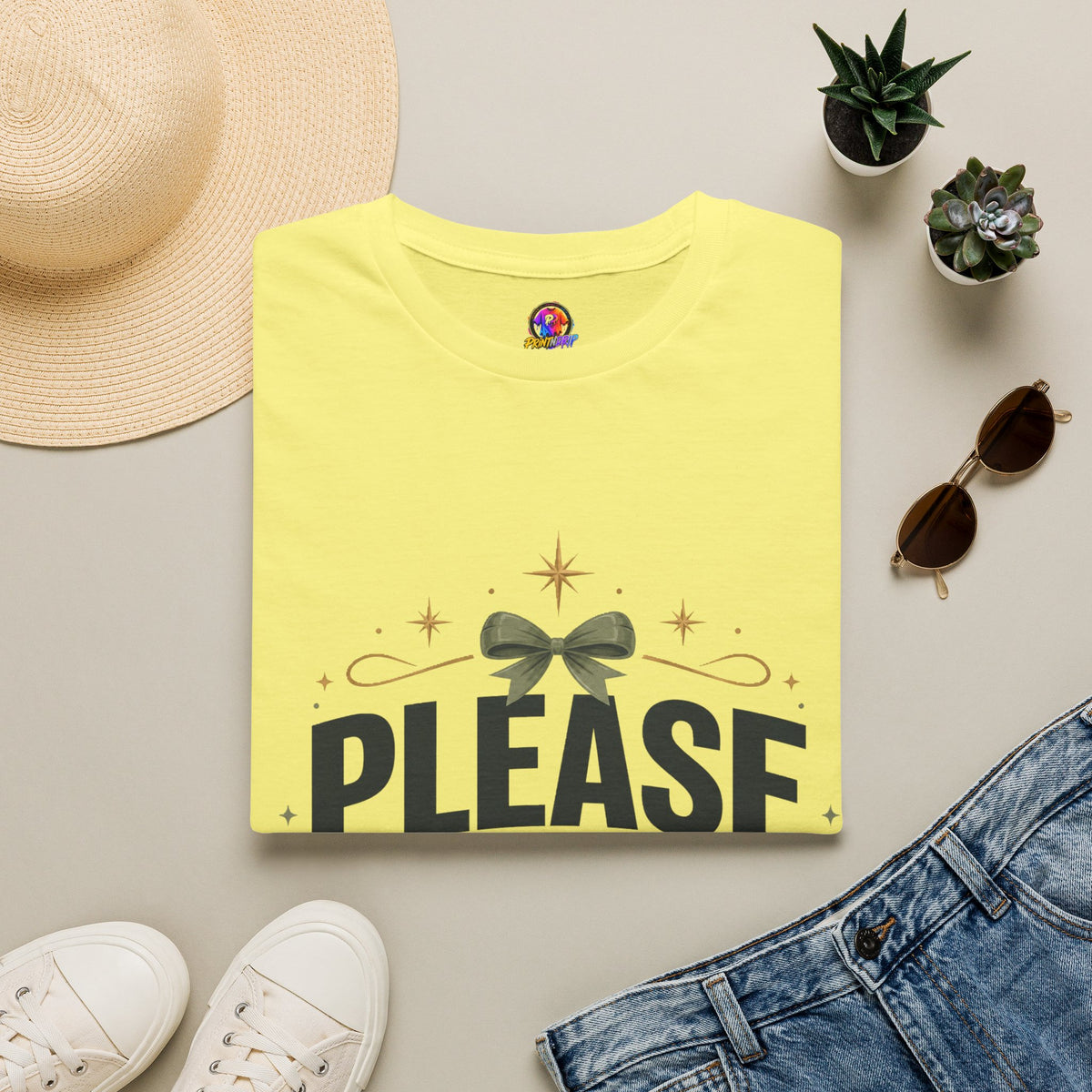 T-Shirt — Please Don’t Post Me Graphic Tee (Cute Bow, Social Media Humor)