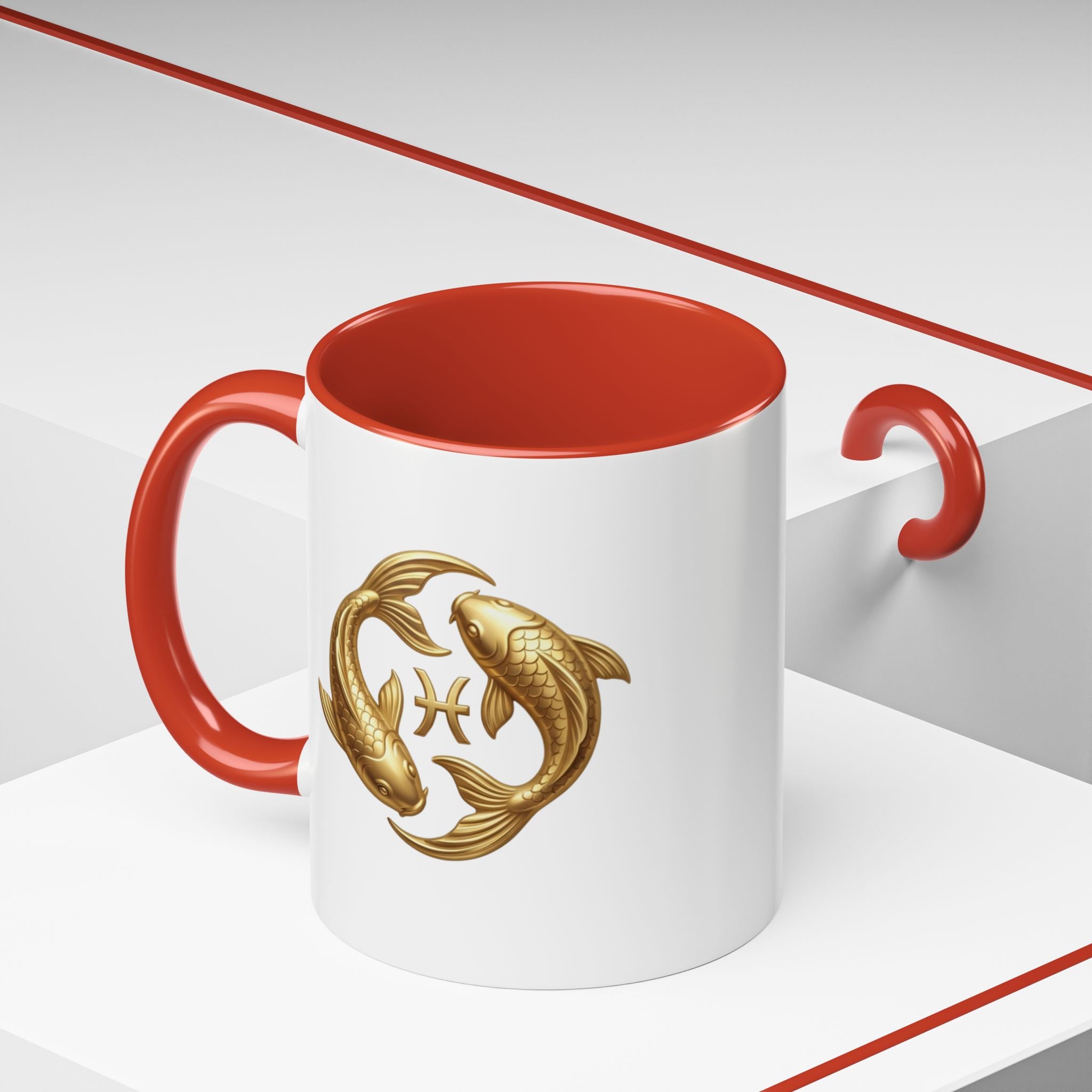 Pisces Zodiac Coffee Mug – Gold Koi Fish Horoscope Accent Mug