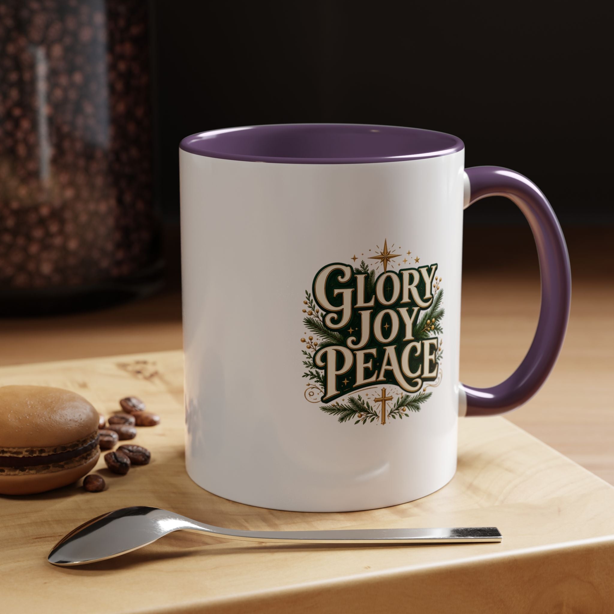 Glory Joy Peace Christmas Coffee Mug - Holiday Scripture Accent Mug