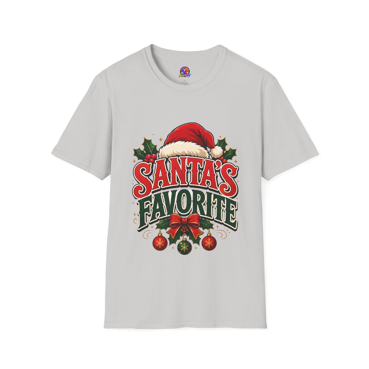 Santa's Favorite T-Shirt — Festive Christmas Tee with Santa Hat & Holly