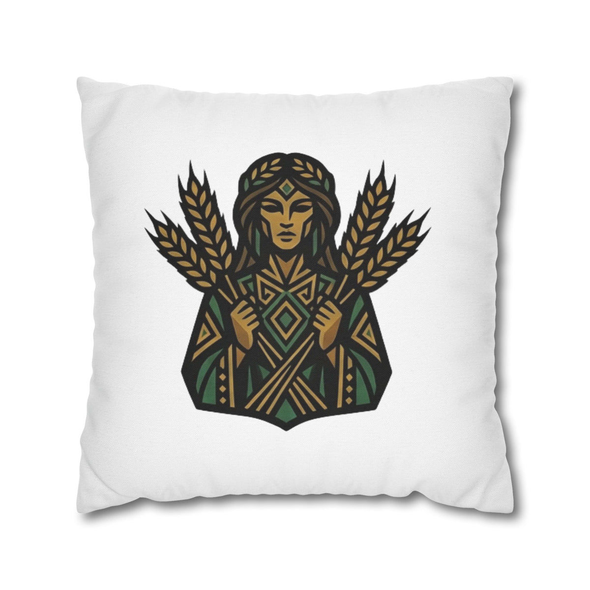 Virgo Harvest Goddess Pillowcase — Boho Wheat Decorative Throw Pillow