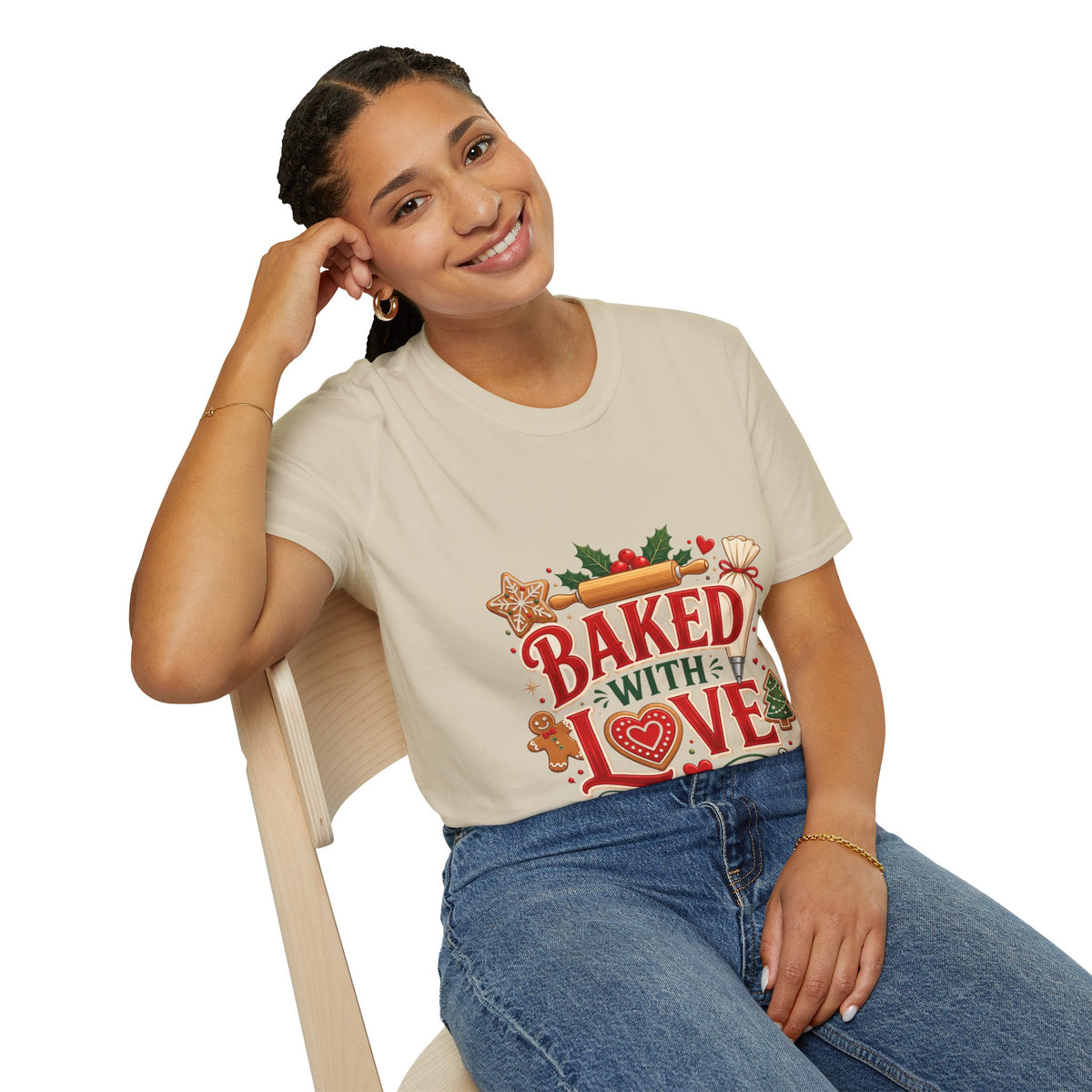 Baked With Love T-Shirt — Holiday Baking Christmas Cookie Chef Tee