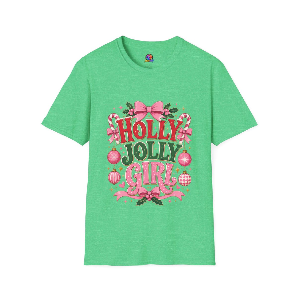 Holly Jolly Girl T-Shirt — Pink Holiday Graphic Tee