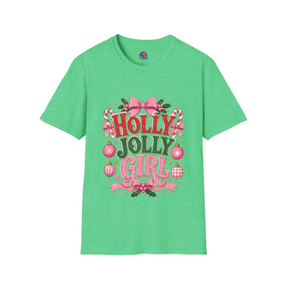 Holly Jolly Girl T-Shirt — Pink Holiday Graphic Tee