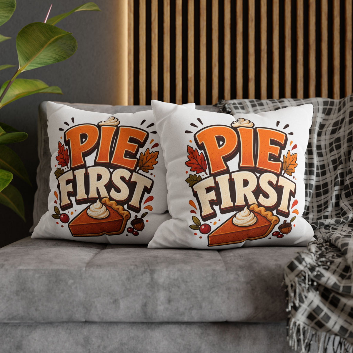 Thanksgiving Pie First Decorative Pillowcase — Thanksgiving Autumn Pie Throw Pillow Cover