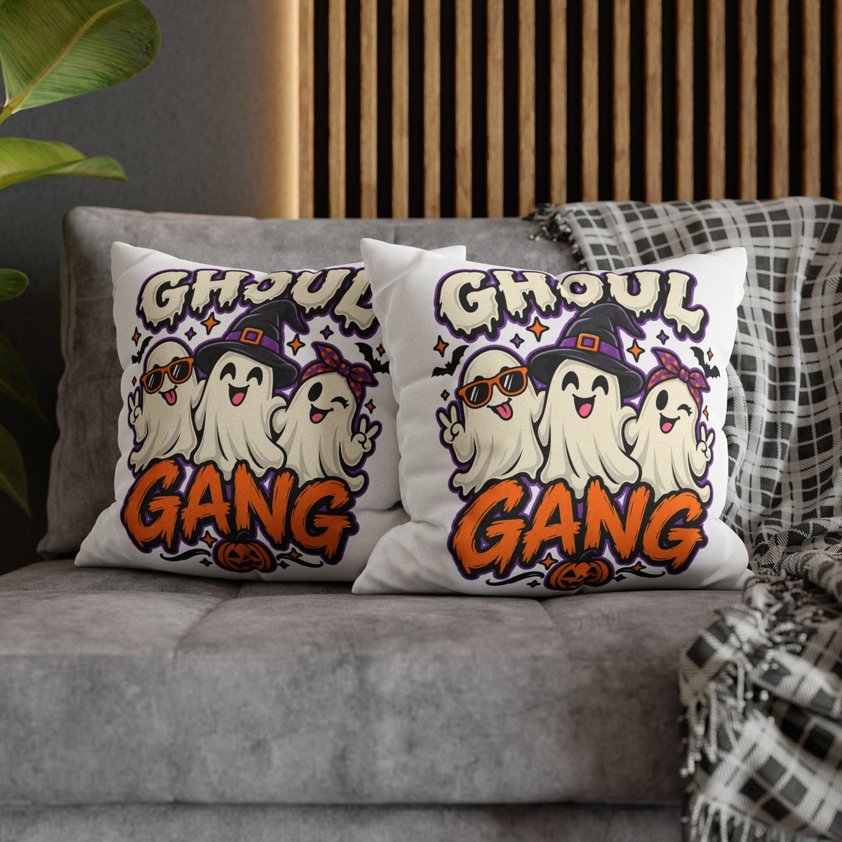 Ghoul Gang Halloween Throw Pillowcase — Cute Ghosts Decorative Pillow Cover