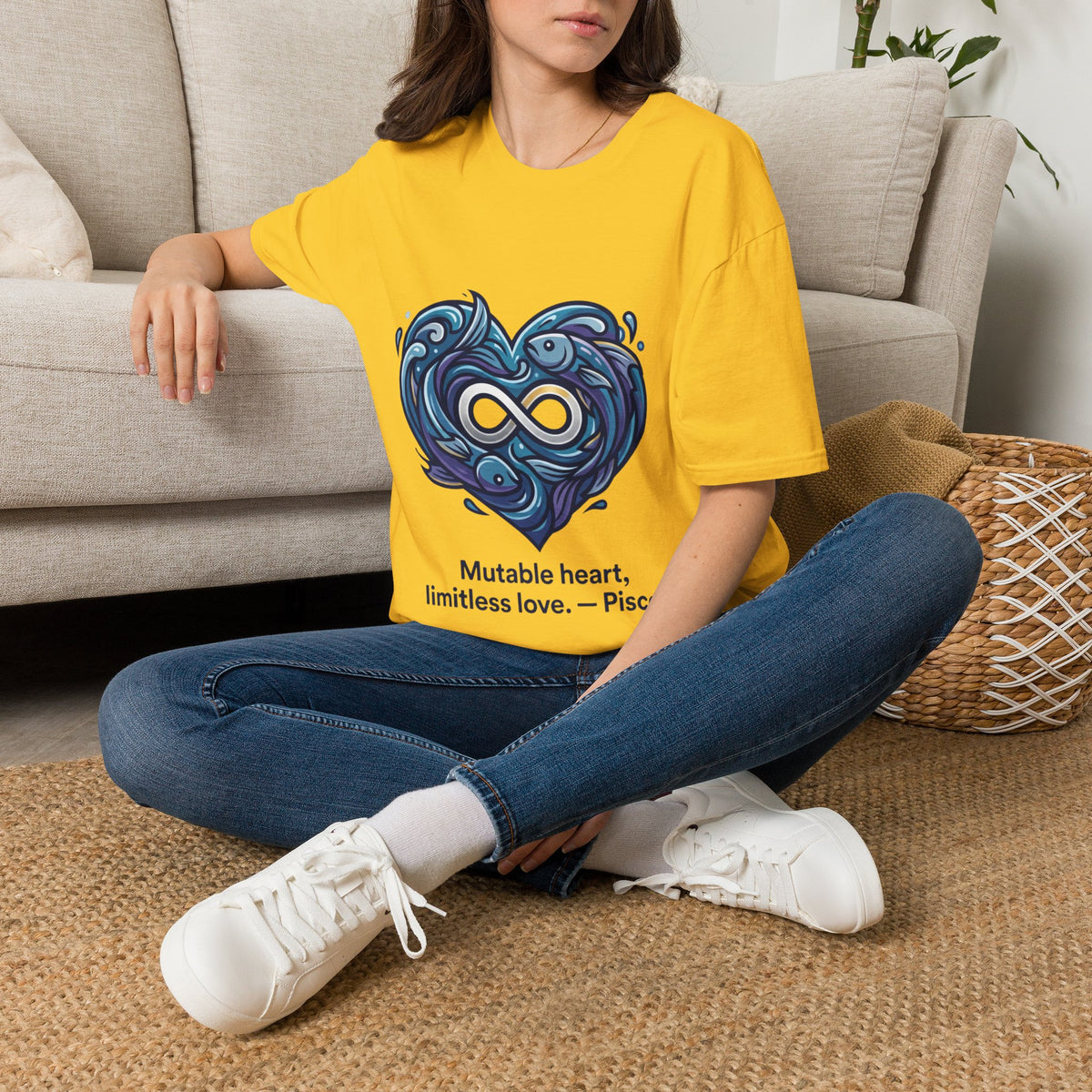 Pisces Infinity Heart T‑Shirt — Zodiac Ocean Love Tee