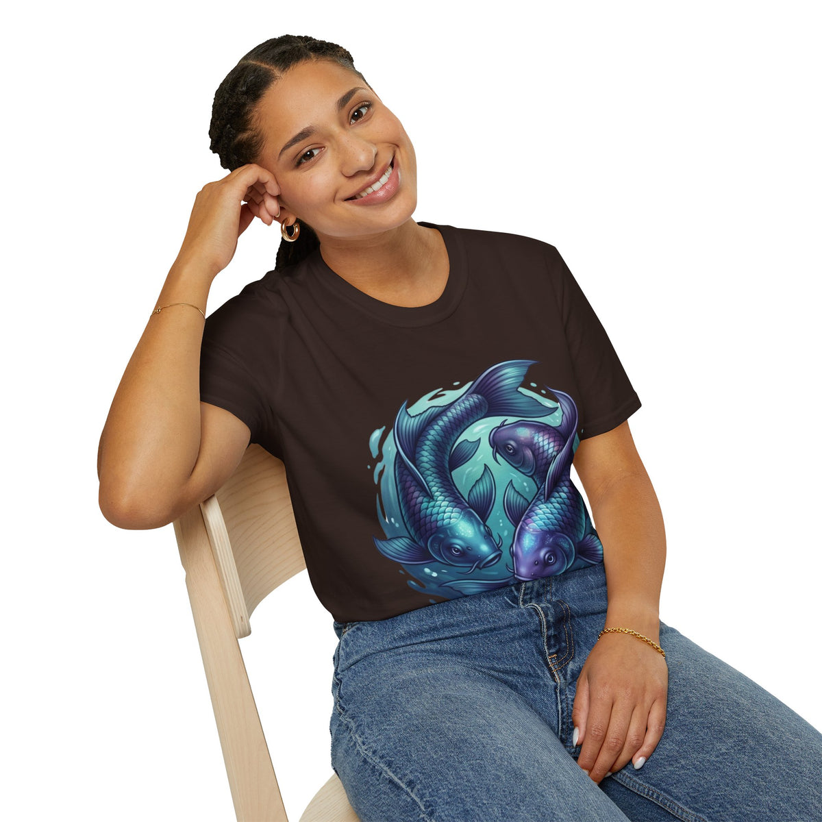 Pisces Zodiac Koi Fish Tee — Yin Yang Aquatic Graphic T-Shirt