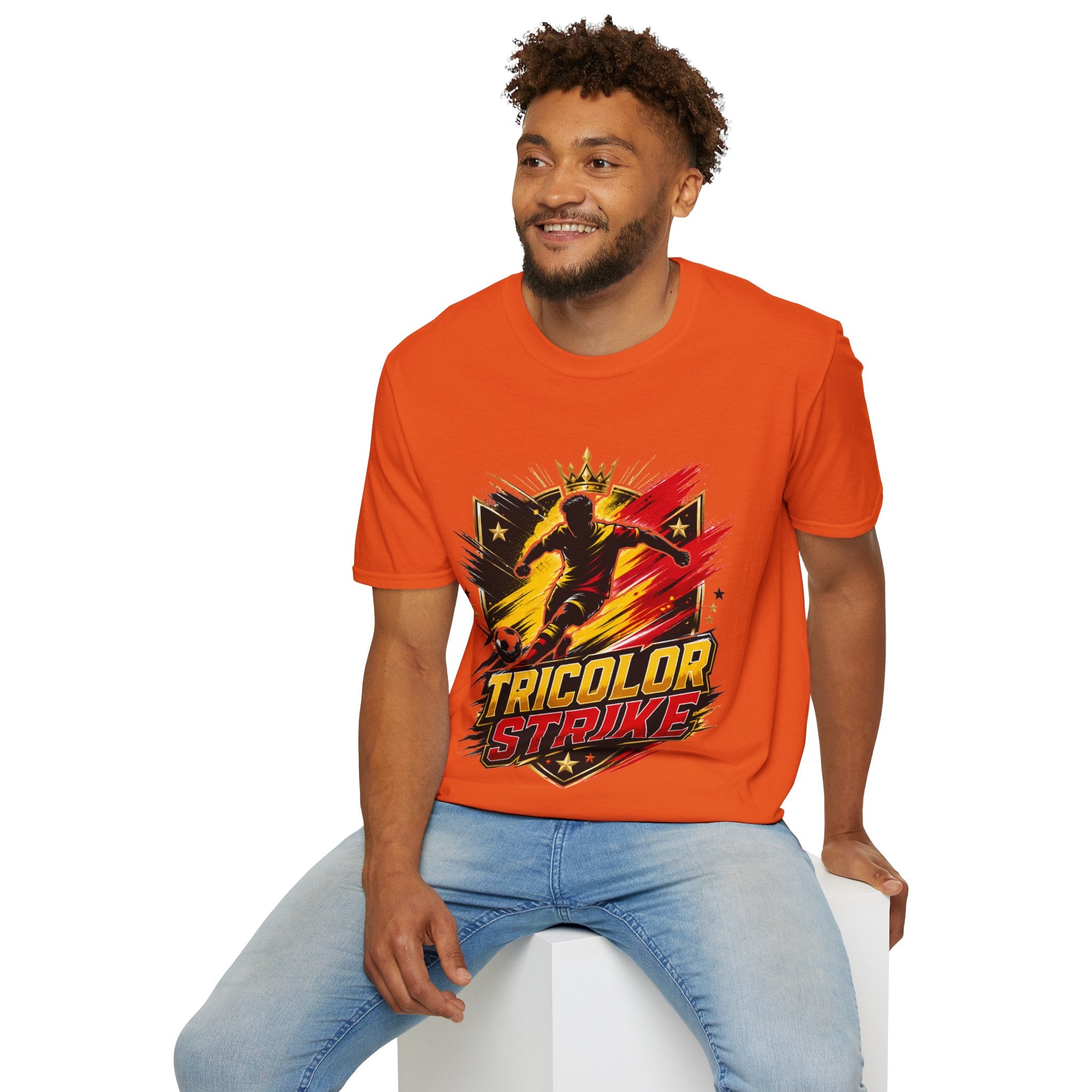 Belgium Soccer T-Shirt — 'Tricolor Strike' Graphic Jersey Tee