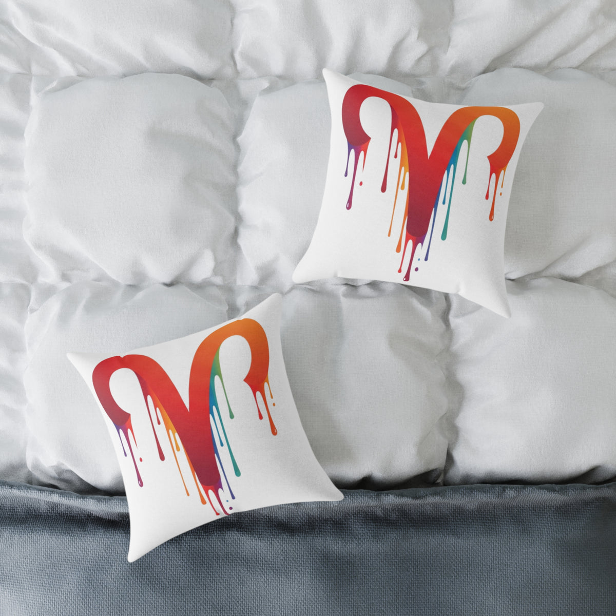 Aries Zodiac Dripping Rainbow Heart Pillow — Colorful Decorative Throw Pillow