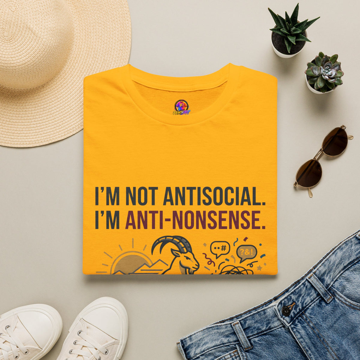 Capricorn T-Shirt — "I'm Not Antisocial, I'm Anti-Nonsense" Zodiac Tee