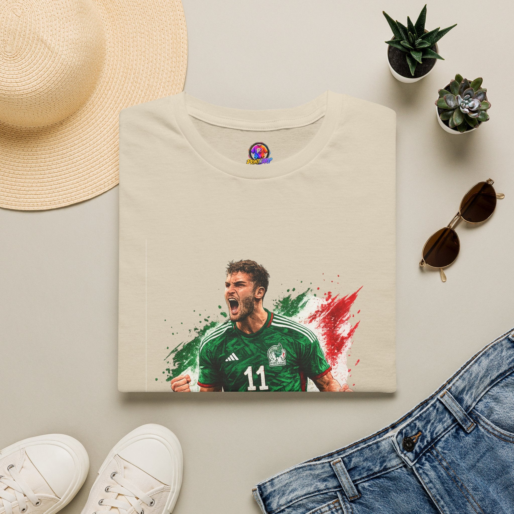 Mexico Soccer Jersey T-Shirt — Santiago Giménez Mexico #11 Fan Tee