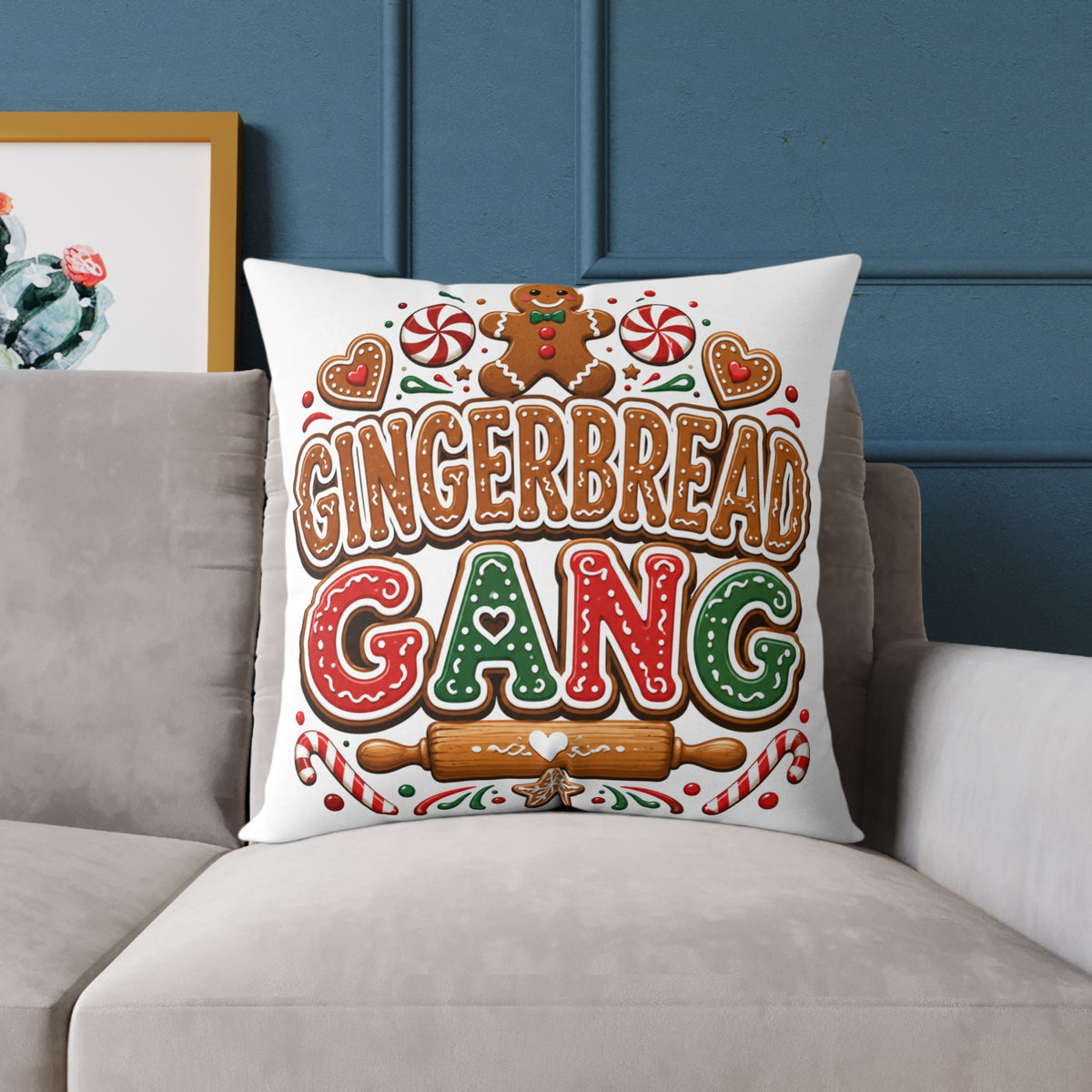 Christmas Gingerbread Gang Holiday Throw Pillow