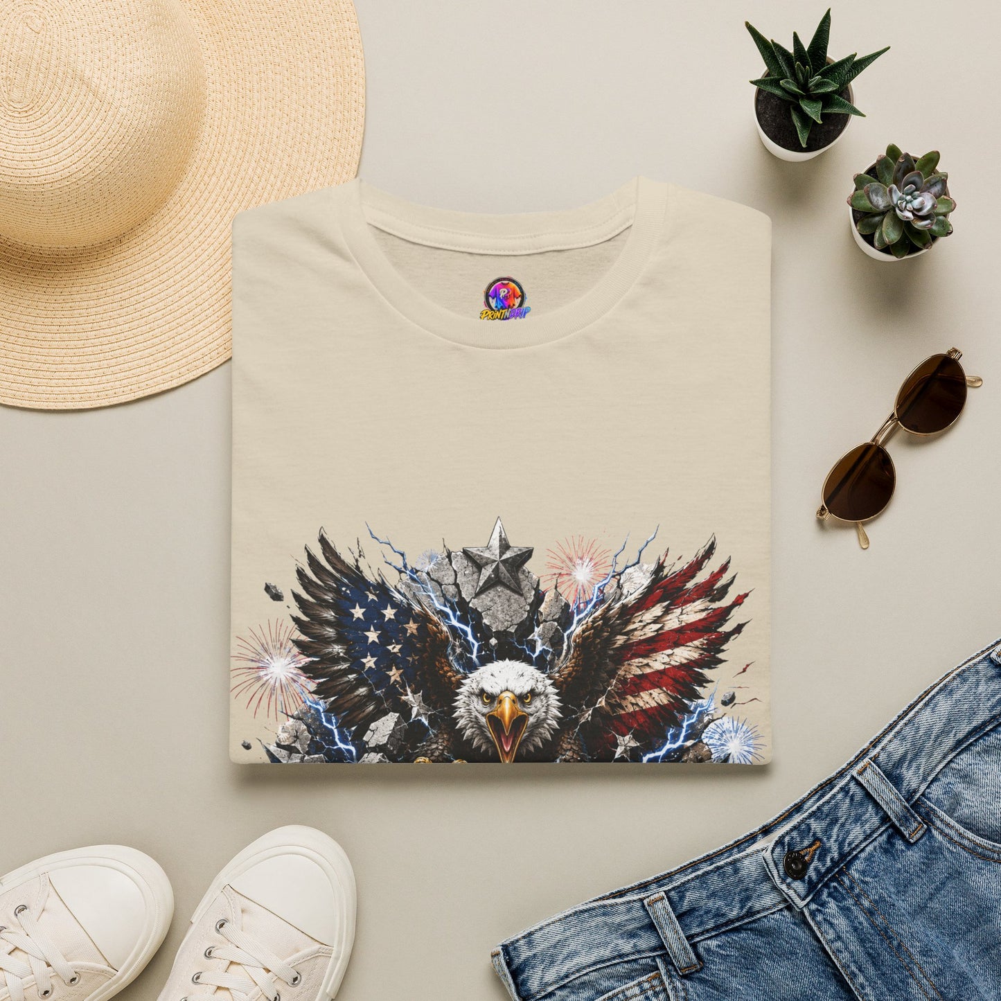Patriotic Eagle T-Shirt — "The Republic Still Roars" | American Flag Graphic