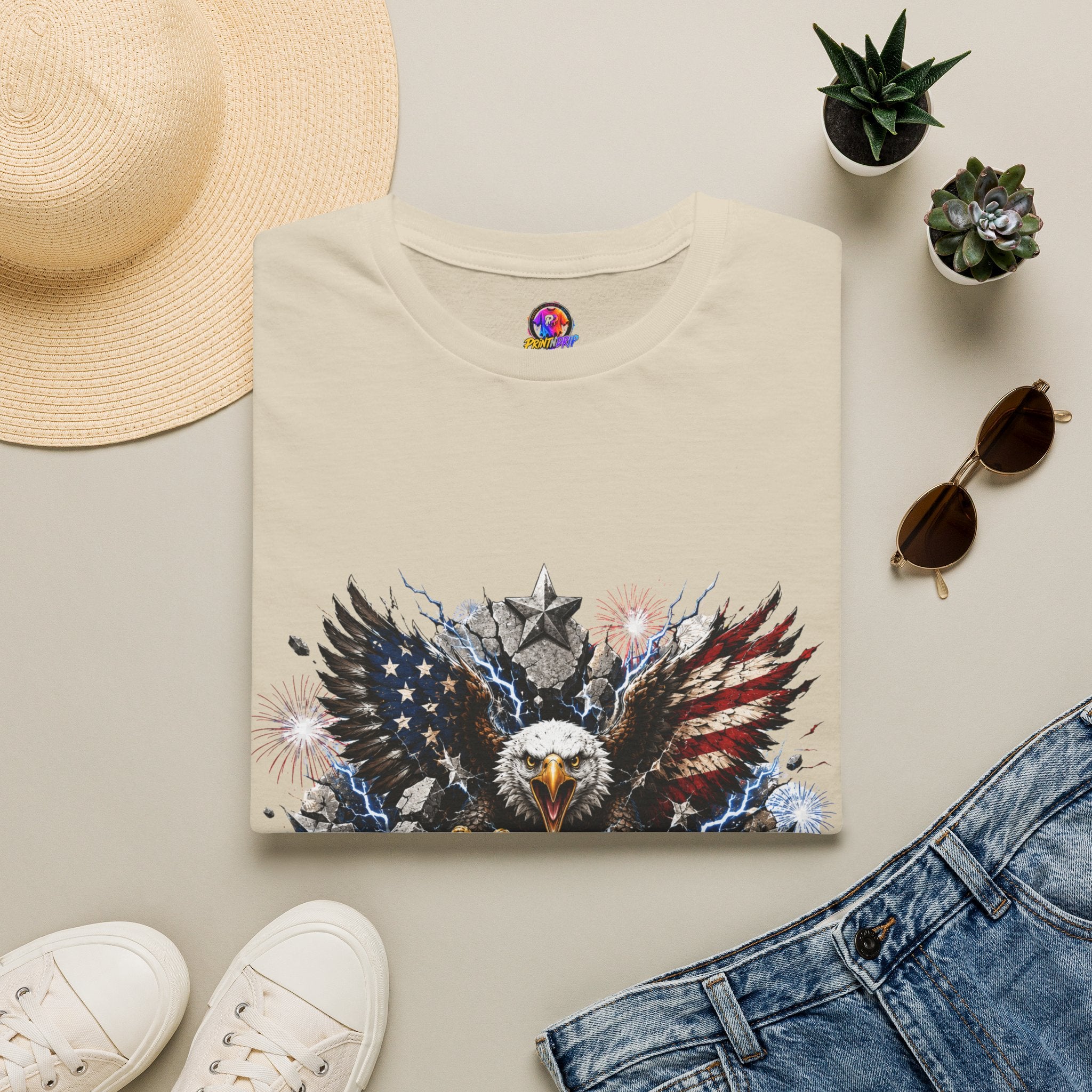 Patriotic Eagle T-Shirt — "The Republic Still Roars" | American Flag Graphic