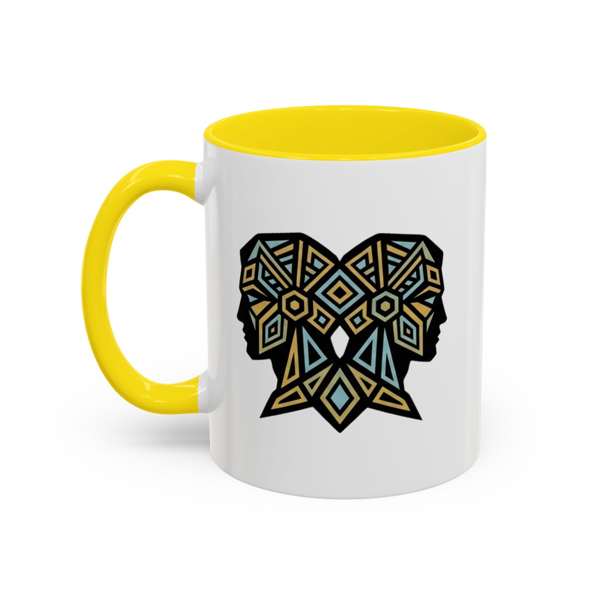 Geometric Elephant Accent Coffee Mug — Tribal Mosaic Design