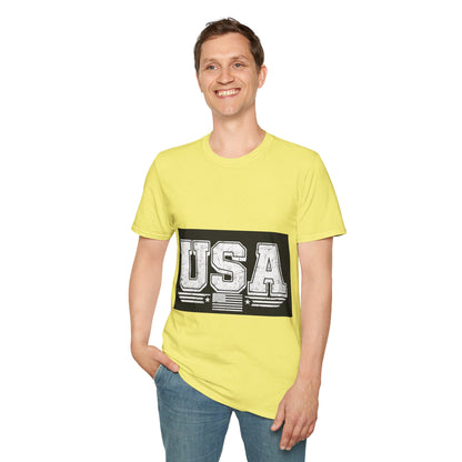 USA Vintage Block T-Shirt — Patriotic Americana Graphic Tee