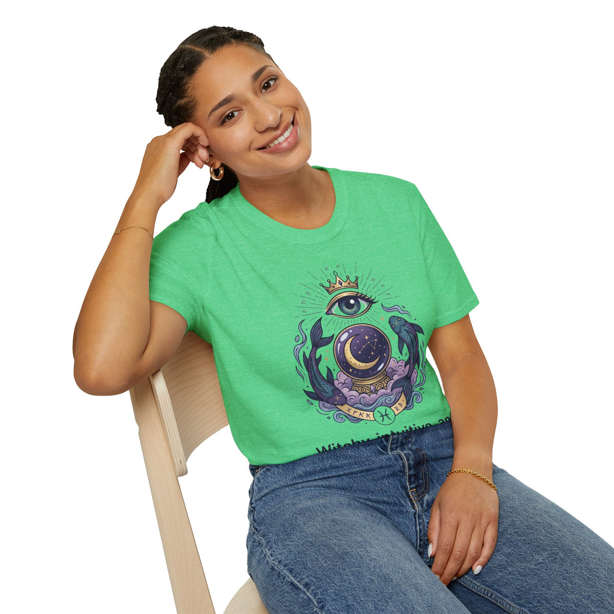 Pisces Mystic Eye T-Shirt — Witchy Astrology Moon & Crown Design