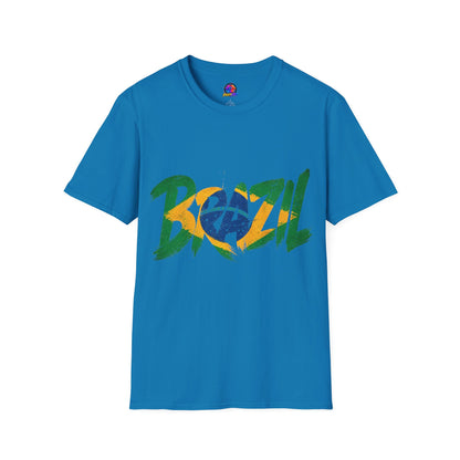 Brazil Flag Graphic T-Shirt — Bold Brazil Script with National Flag Motif