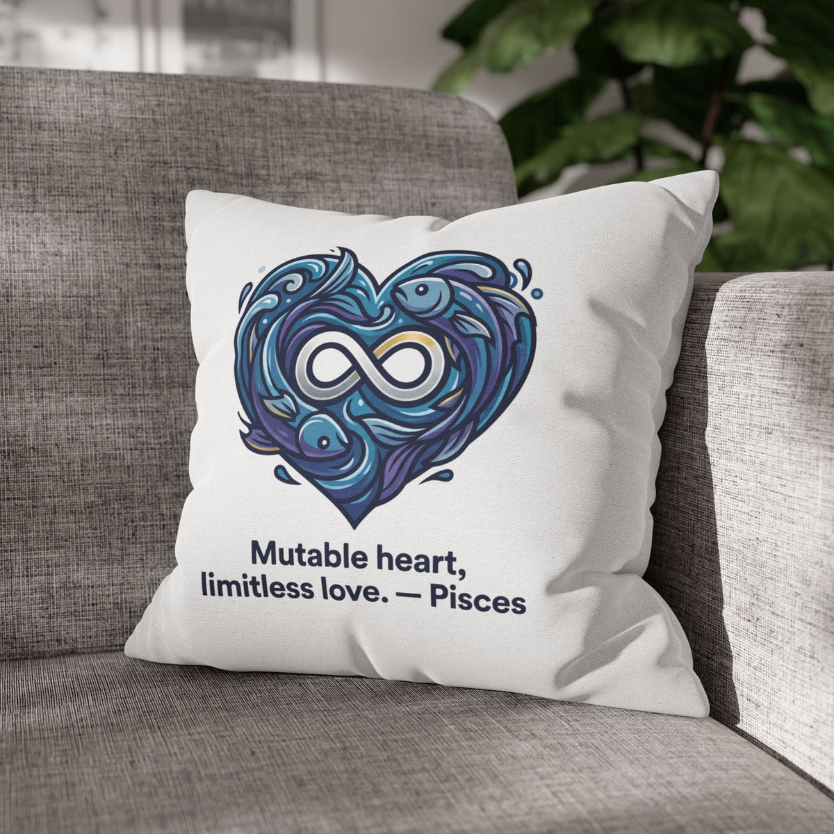 Pisces Infinity Heart Pillowcase — "Mutable heart, limitless love."