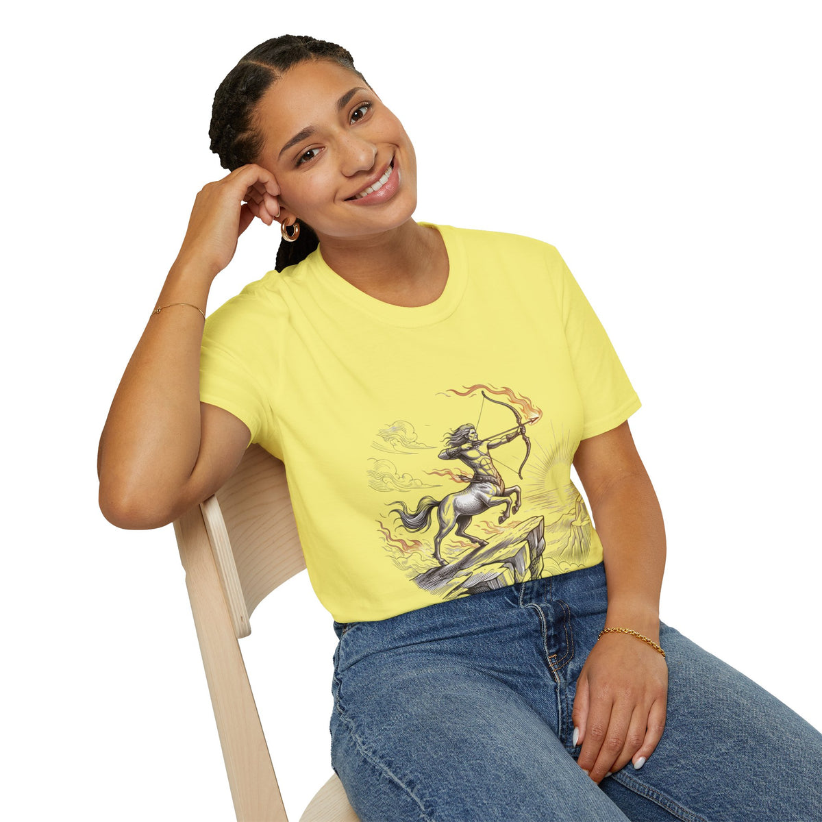 Sagittarius Centaur Archer T-Shirt — Mythical Archer Graphic Tee (Flaming Bow)