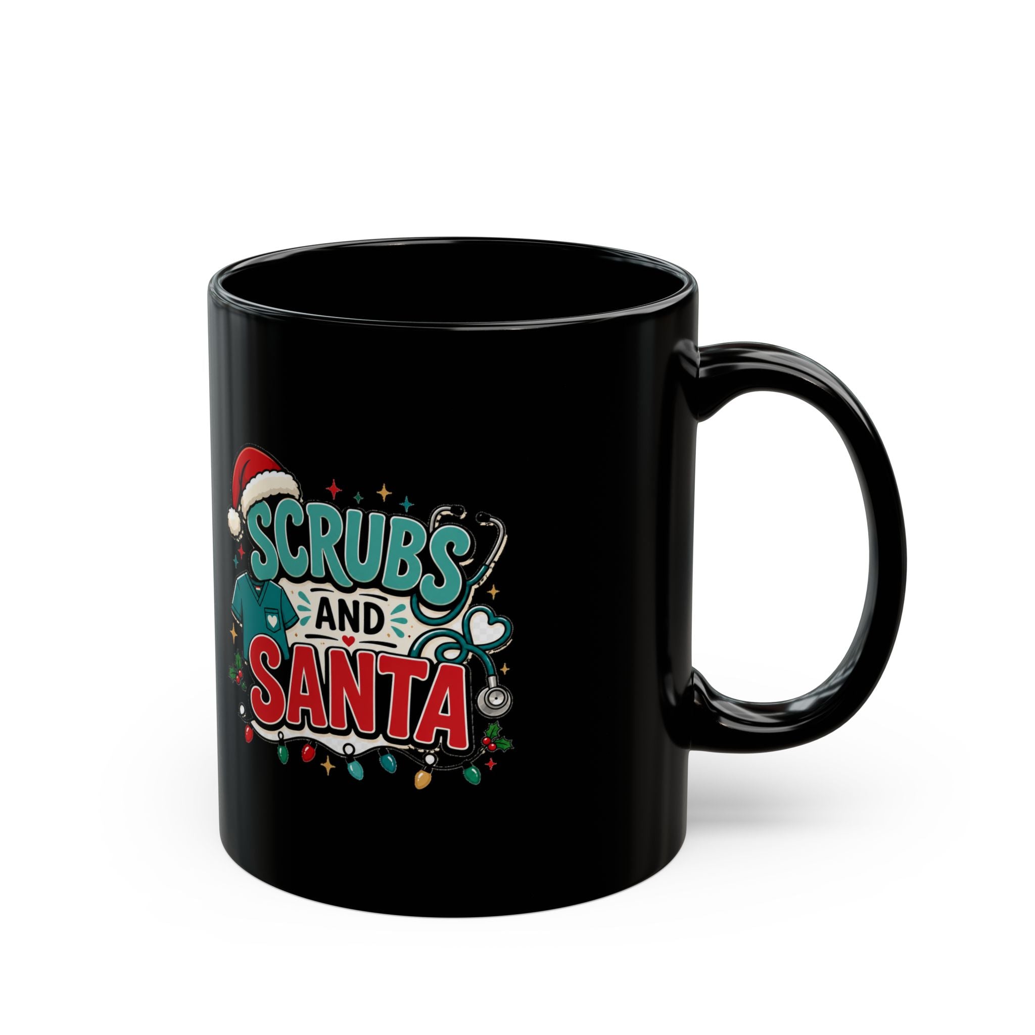Modern Day Christmas Scrubs and Santa Coffee Mug — Christmas Nurse Holiday Gift