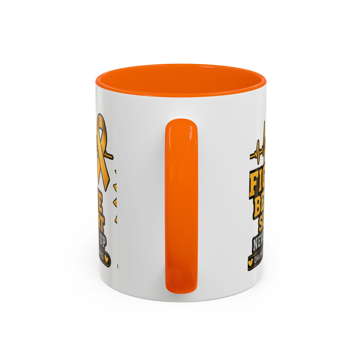 Childhood Cancer Awareness Accent Coffee Mug — "Fight Believe Support" 11/15oz