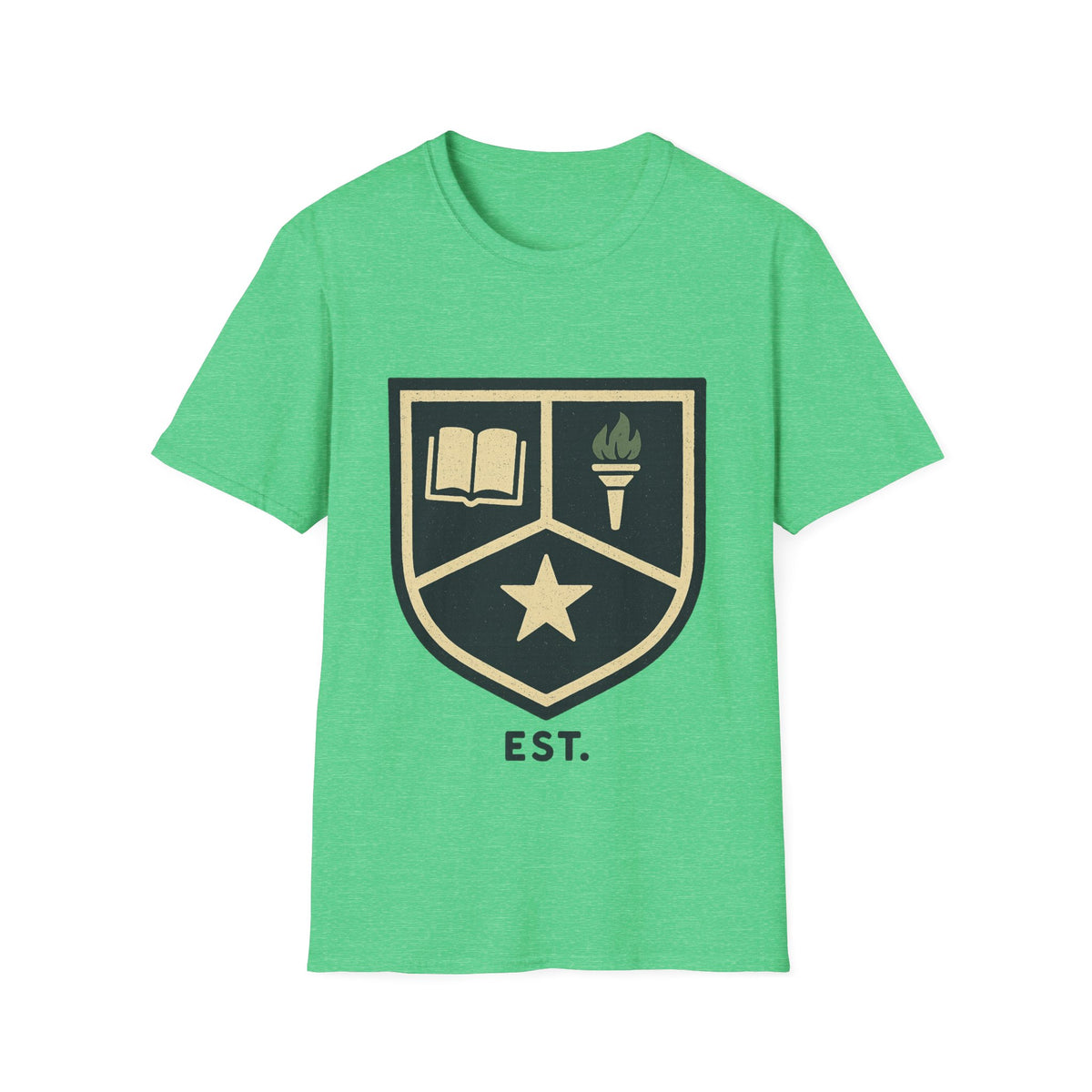Academy Crest T-Shirt — Book & Torch Vintage Shield Tee - Trending Now - August 2026