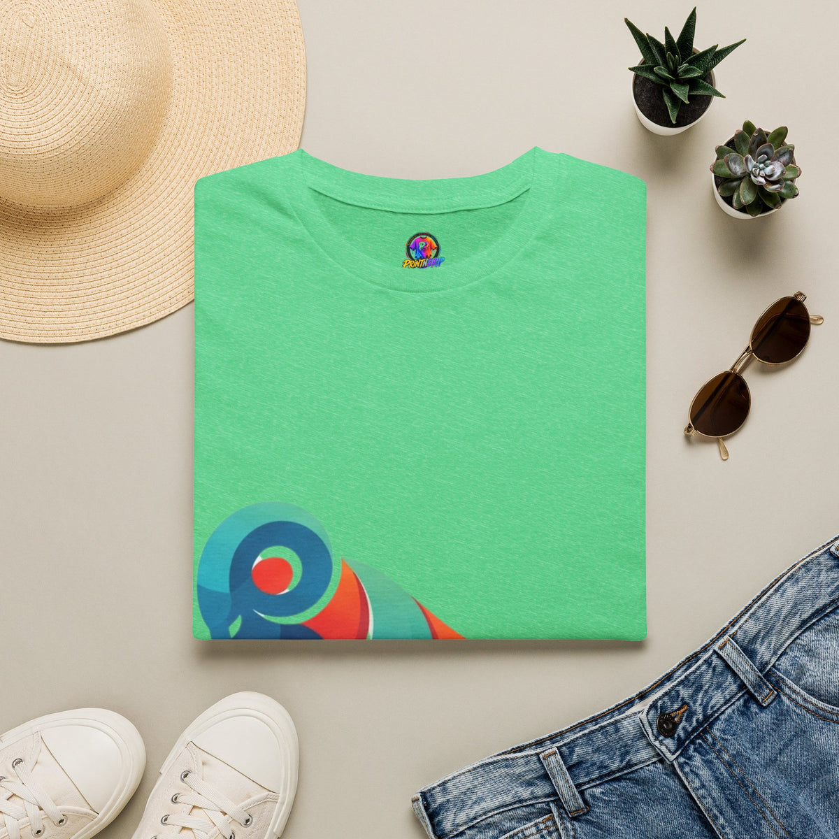 Ram Graphic T-Shirt — Colorful Geometric Sheep/Goat Art