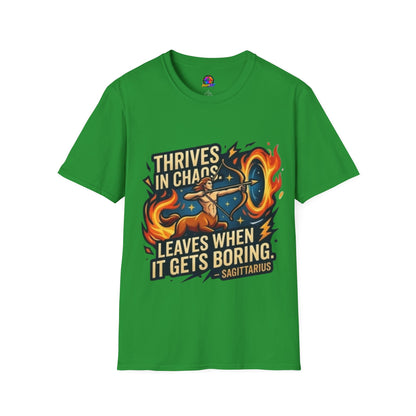 Sagittarius Archer T‑Shirt — "Thrives in Chaos" Zodiac Fire Sign Tee