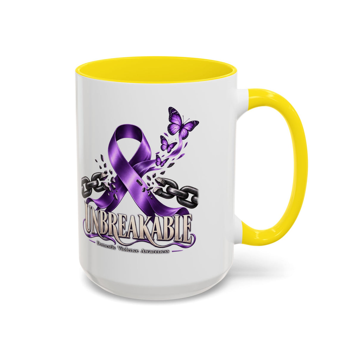 Unbreakable Purple Ribbon Coffee Mug —Domestic Violence Awareness Support Accent Mug