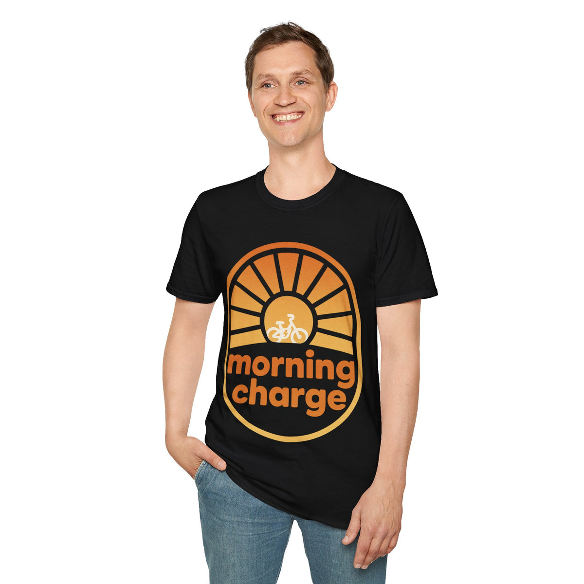 "Morning Charge" Retro Sunrise Graphic Tee - Minimalist Aesthetic Coffee White T-Shirt - Trending Now - September 2026