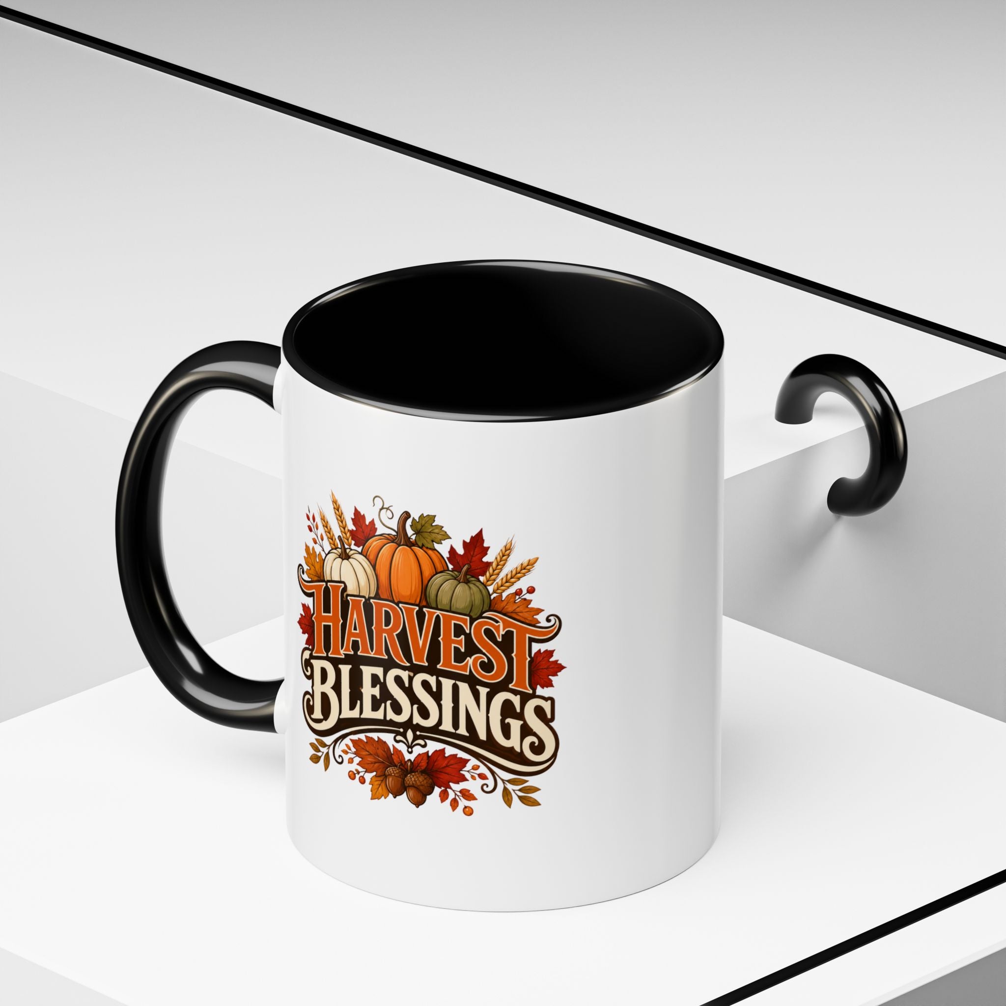 Thanksgiving Mug Harvest Blessings Coffee Mug — Thanksgiving Pumpkin Accent Mug