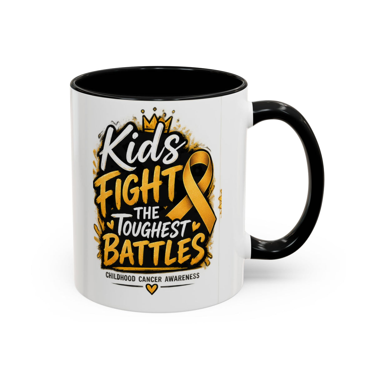 Kids Fight The Toughest Battles Accent Coffee Mug — Childhood Cancer Awareness 11/15oz