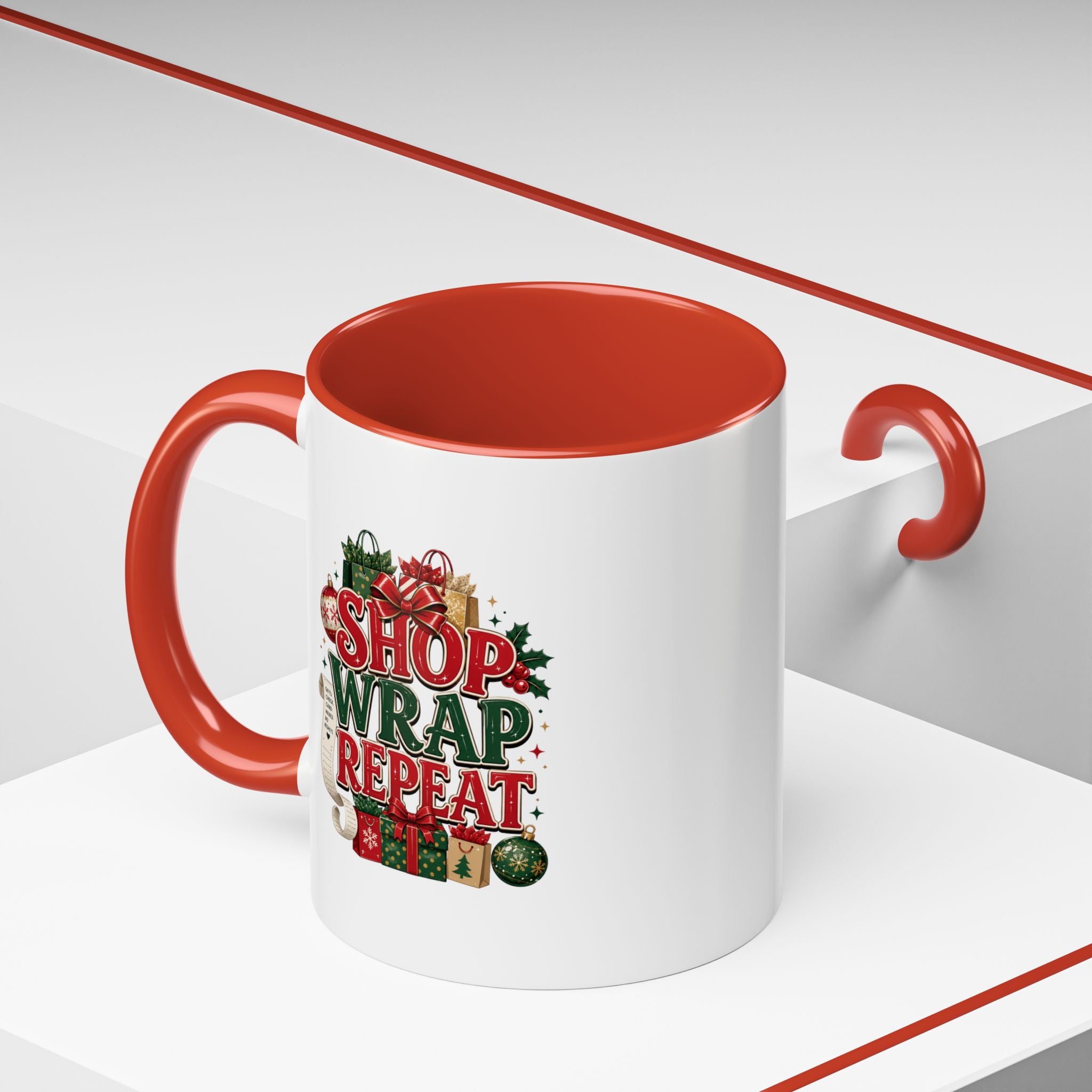 Shop Wrap Repeat Christmas Accent Coffee Mug