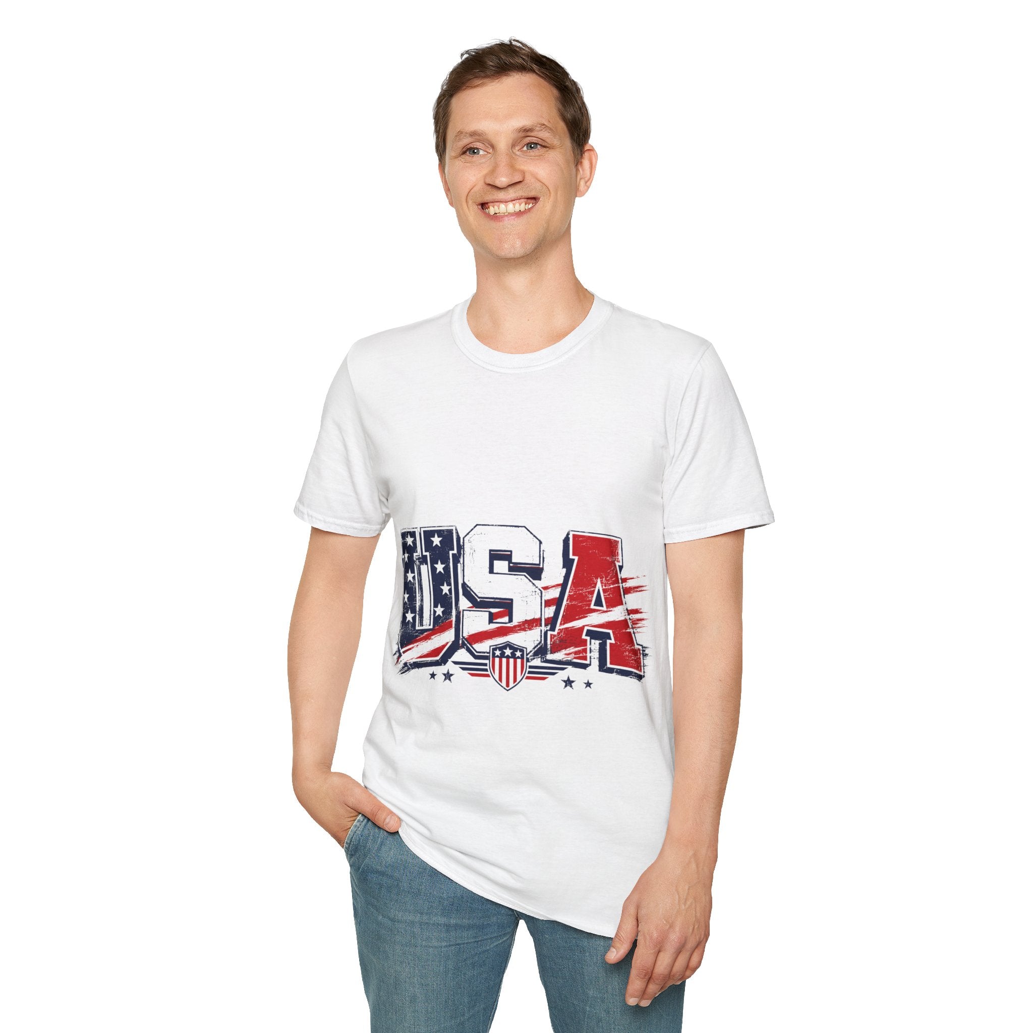 USA Flag Graphic T-Shirt — Patriotic Red White & Blue Tee