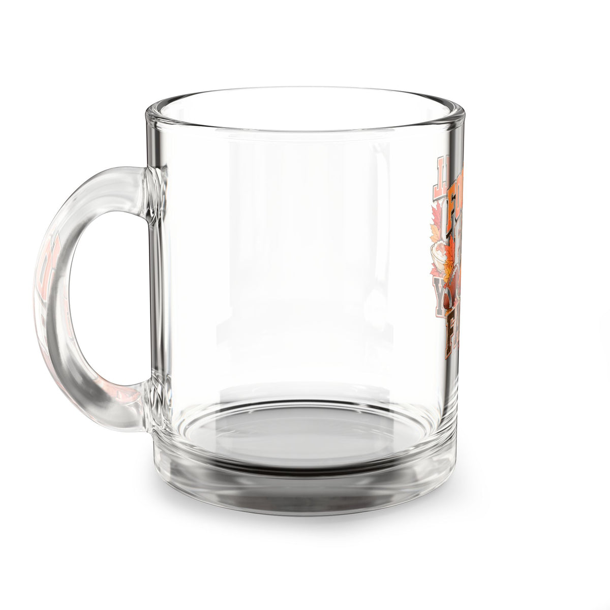 Glass Mug — Thanksgiving Football Food Family Glass Mug — 10oz Game Day Coffee & Tea Cup