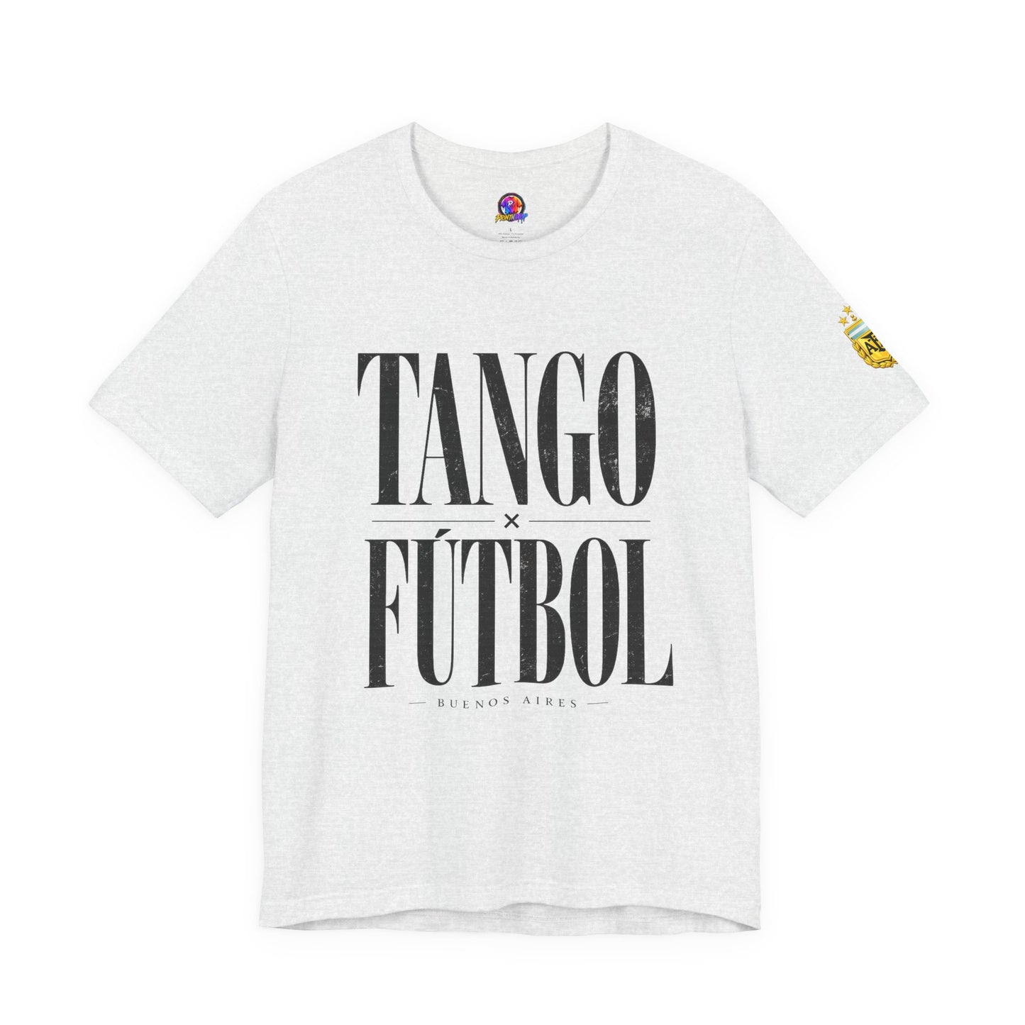 Argentina - Tango y Fútbol Graphic Tee - Bold Serif Soccer & Dance Shirt