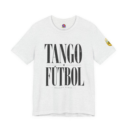 Argentina - Tango y Fútbol Graphic Tee - Bold Serif Soccer & Dance Shirt