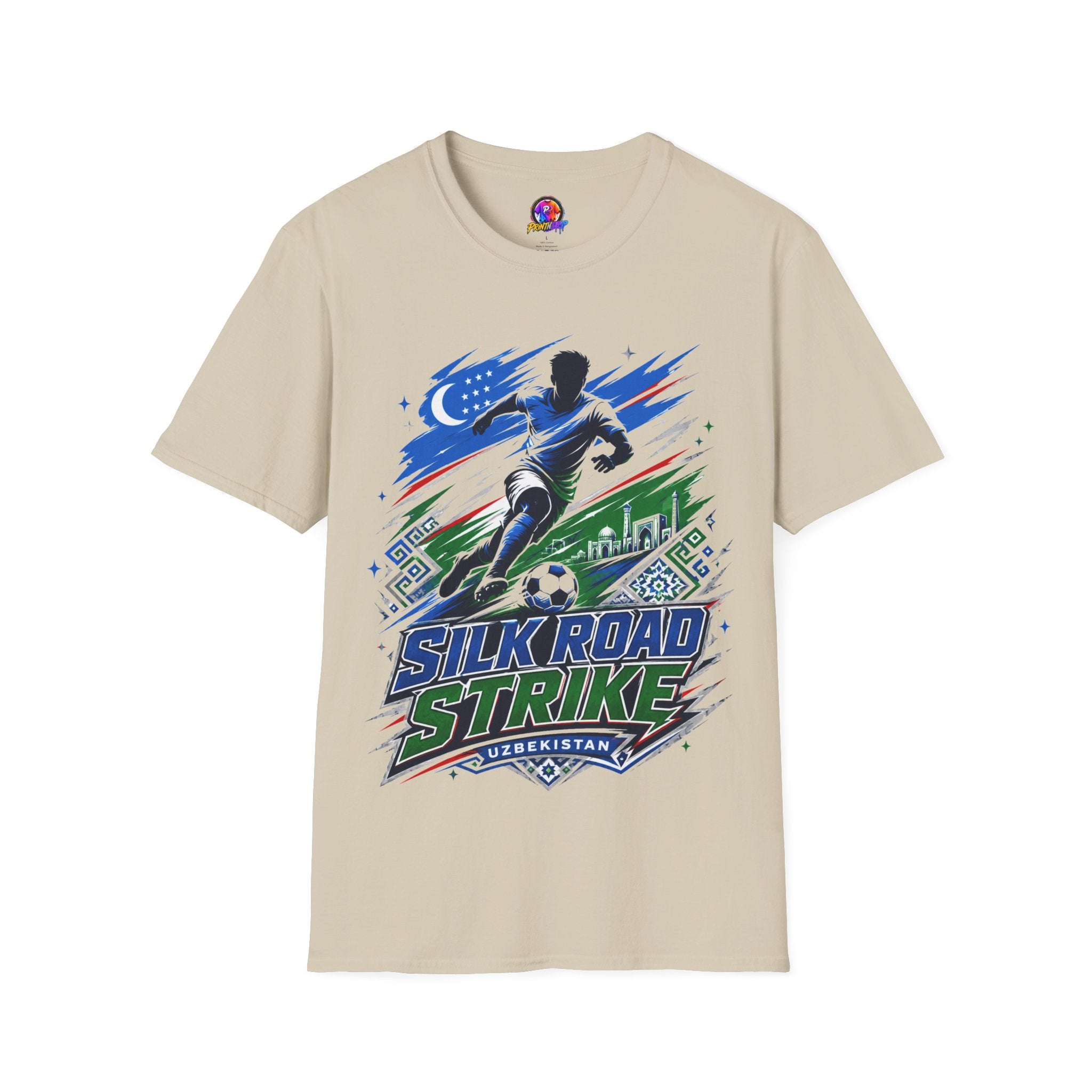 Silk Road Strike Soccer T-Shirt — Uzbekistan Football Graphic Tee