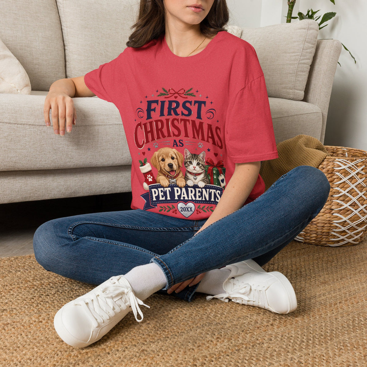T-Shirt — "First Christmas as Pet Parents" Holiday Tee